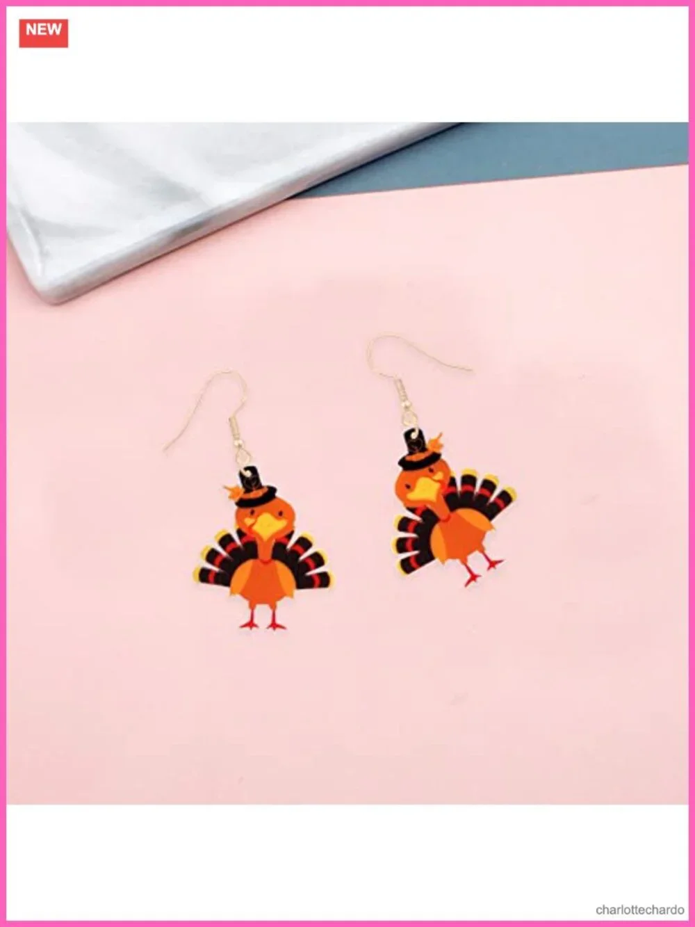 Acrylic Maple Leaf Dangle Earrings French Wire Fall Thanksgiving